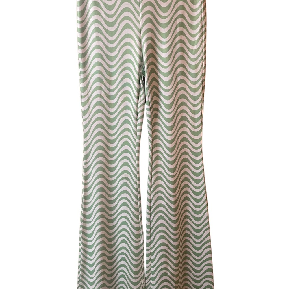 Elodie Mint and White Wave Pattern Pants